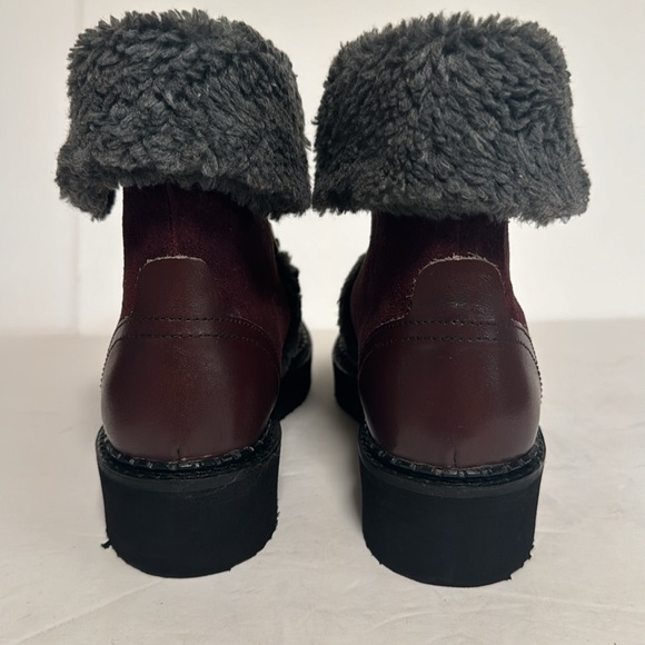 Very Volatile size 7 Tonkin burgundy suede leather Sherpa fur lined boots NIB - Picture 5 of 7